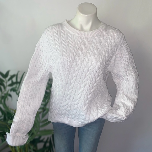 k n i t :: Chunky Textured Cotton Cable Knit Sweater - Picture 2 of 10
